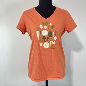 Patagonia “Eat Local” Orange Worn Wear Tee Size Small
